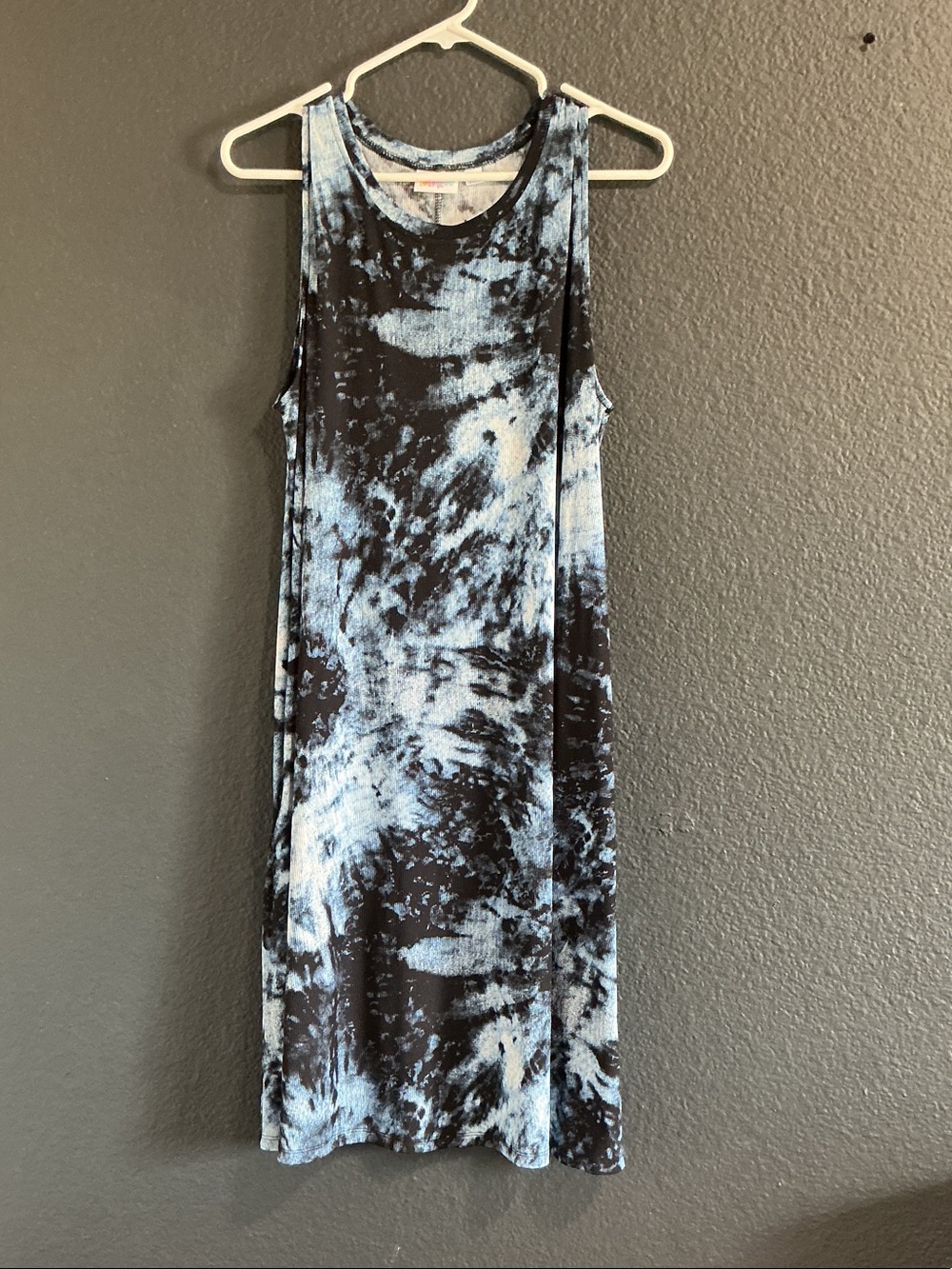 LuLaRoe Sleeveless Tie-Dye Midi Dress - Blue & Black